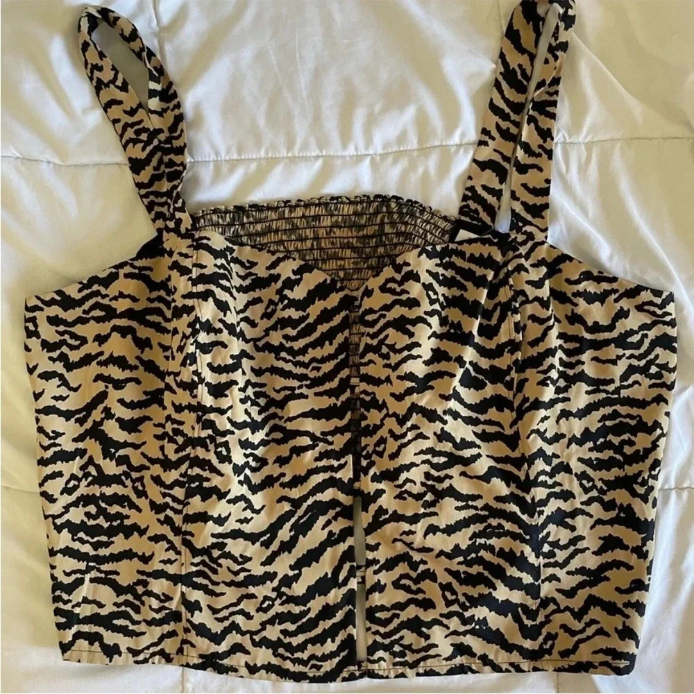 Good American tiger print crop top